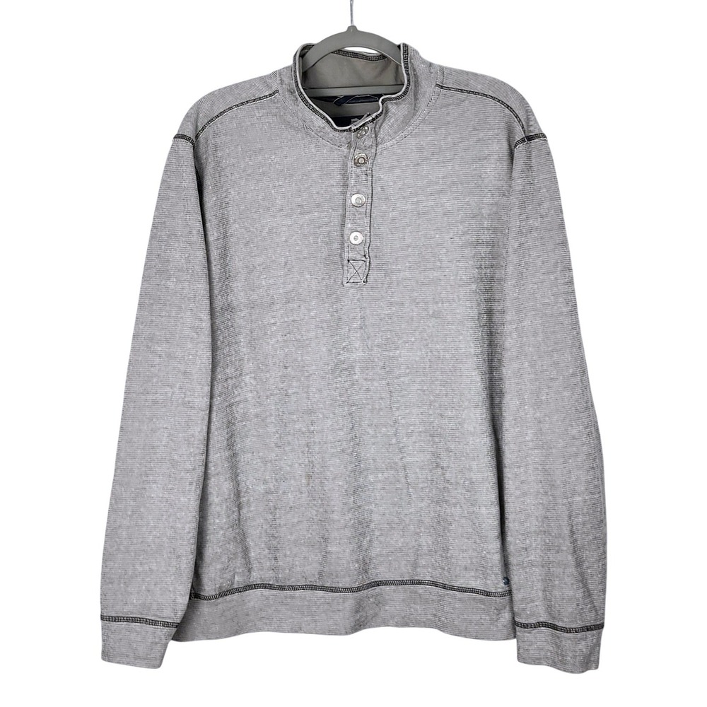 Tommy Bahama Ocean Mist Snap Mock Neck Pullover‎ Sweatshirt Mens XL Gray